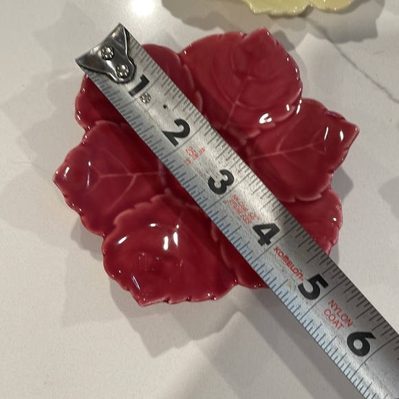 4 Vintage Senegal China Green Leaf Magolica Pottery Trinket Dishes - Picture 5 of 6